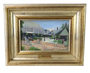 'Harbor Square' Oil On Canvas Painting, Hal Polin (American, 1927-1983) - #S12-5R