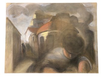 Urban Figurative Pastel On Paper, Anne Neumark (American, 1906-) - #S11-1