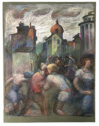1983 Urban Figurative Pastel On Paper, Anne Neumark (American, 1906-) - #S11-1