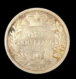 1875 Great Britain Victoria One Shilling Silver Coin, Die Mark 18 - #JC-B21