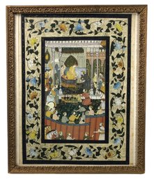 Mughal Empire India Court Scene Gouache On Silk - #A6