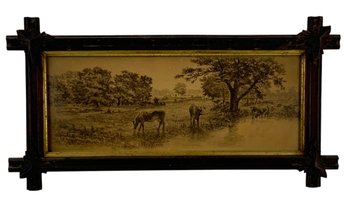 Cow Pasture Landscape Original Etching, Signed - #S12-3