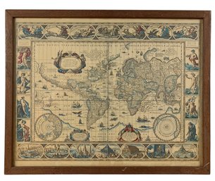 Lithographic Nova Totius Terrarum Orbis Geographica AC Hydrographica Tabula Framed Map - #C1