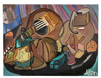 Cubist Oil On Canvas Painting, Signed Altan - #A8