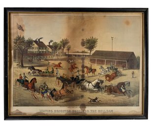 1871 Leaving Brighton Hotel For The Mill-Dam, Summer Color Lithograph By Haskell & Allen - #A11