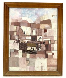 Cubist Jerusalem Landscape Oil On Board Painting, Signed - #SW-6