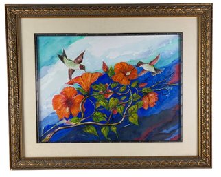 Hummingbird Watercolor Painting, Signed F.V. Woolley - #BR-5