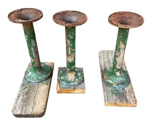 Vintage Cast Iron Pedestal Table Base, Set Of 3 - #S9-5