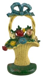 John Wright Cast Iron Flower Basket Doorstop - #S9-3