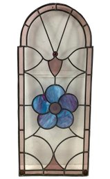 Arched Stained Glass Floral Window Panel - #SW-3