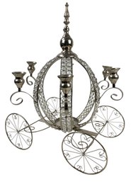 Crystal Silver-Tone Cinderella Pumpkin Coach Candle Holder - #S13-1