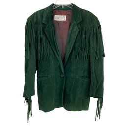 Vintage La Nouvelle Renaissance Fringe Suede Leather Jacket (Women's Size Small) - #CR
