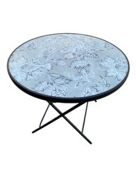 Indoor/Outdoor Floral Sketch Print Folding Side Table - #S24-F