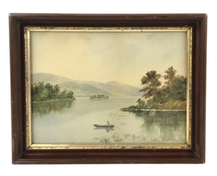 Hudson River School Style Watercolor Painting, Signed - #A1