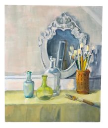 Artistic Materials Still Life Oil Painting, Signed Suzanne Ouellette (NYC/Hudson Valley, 21st C.) - #RBW-W