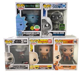 Funko Pop! Collection: Krillin, Saitama, Darth Malak, Doctor Doom & Hologram Rick Clone - #S9-2