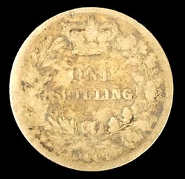 1867 Great Britain One Shilling Silver Coin, Die Mark 4 - #JC-B24