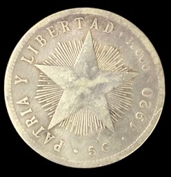 1920 Cuba 20 Centavos Silver Coin - #JC-B25