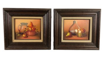 Autumn Fruit Still Life Oil On Board Paintings, Signed - #A5