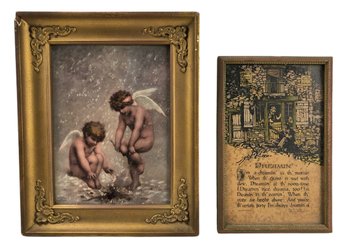 1899 Ullman Mfg. Co. Cherub Print & 1928 Dreamin' Buzza Motto Lithographic Print - #S12-5
