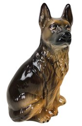 Vintage Glazed Ceramic German Shepherd Statue (Made In Italy) - #S7-2