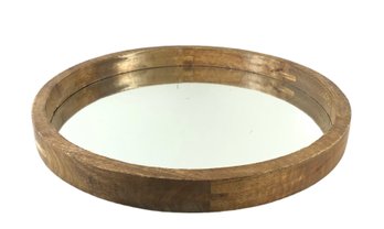 Round Wood Framed Wall Mirror, Made In India - #BR