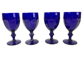 Vintage Libbey Duratuff Gibraltar Cobalt Blue Water Goblets (Set Of 4) - #S10-2