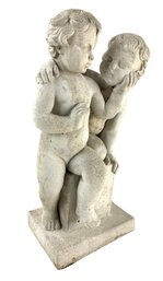 Twin Cherub Cement Garden Statue - #S24-2