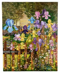 Flower Garden Hand Embellished Giclee Print On Canvas - #R3