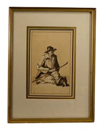 Thomas Barker (Britain, 1769-1847) A Shepherd, 1838 Signed Pen & Ink - #C3