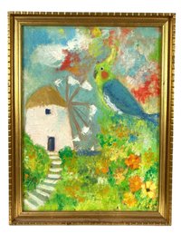 Iris Jeromnimon (American, 20th Century) Signed Outsider Folk Art Oil Painting - #RBW-W