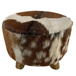 Cowhide Round Ottoman - #BR