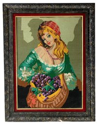 'La Fruitiere' Vintage Framed Needlepoint - #SW-6