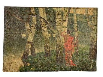 Antique Mythological Oil On Canvas Painting, Signed - #S5-1