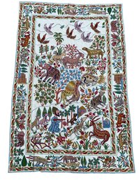 Vintage Indo-Persian Embroidered Jungle Scene Tapestry - #S22-4