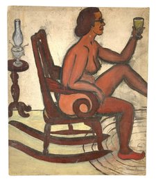 Mid-Century Female Nude Study Oil On Board Painting - #A10