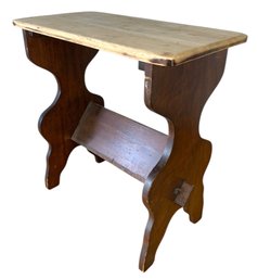 Rustic Pine Wood Side Table - #FF