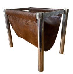 Mid Century Milo Baughman Style Chrome Magazine Rack - #S14-4
