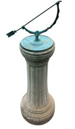 Bronze Zodiac Sundial On Concrete Column Base - #SR