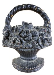 Black Hand Painted Cast Iron Floral Bouquet Doorstop - #S13-2