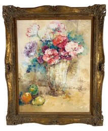 Gilt Framed Flower Arrangement Still Life Oil Painting, Signed - #SW-6