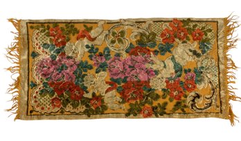 Vintage Silk Blend Floral Cherub Area Rug - #S13-3