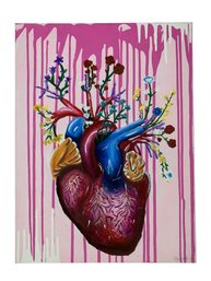 Heart Flower Acrylic On Canvas Painting, Signed - #C1