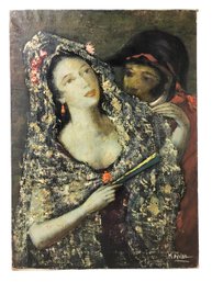 Napoleon Bonaparte & Josephine Oil On Canvas Portrait Painting, Signed M. Duval - #B3