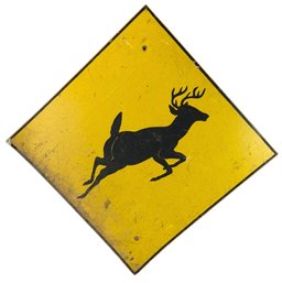 Vintage Tin Metal Deer Crossing Traffic Sign - #2