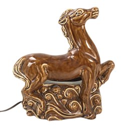 Mid-Century Modern Ceramic Horse Table Lamp (WORKS) - #S10-2