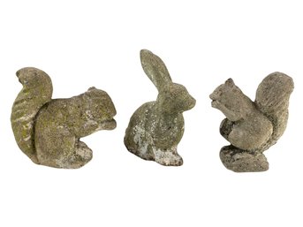 Concrete Squirrel & Bunny Rabbit Garden Ornaments - #S10-2