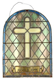 Arched Stained Glass Church Memorial Window - #SC