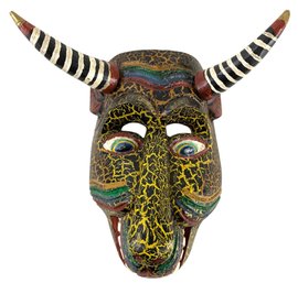 Guatemalen Hand Painted Carved Wood Ceremonial Mask - #S19-2
