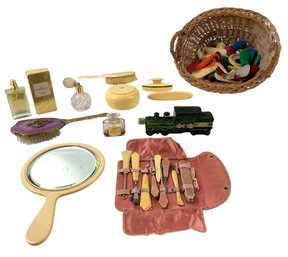 Vintage Celluloid Travel Manicure & Vanity Dresser Set, Joy De Jean Patou Perfume & More - #S18-3